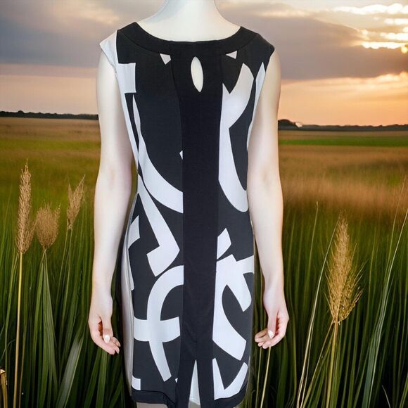 Dress, Joseph Ribkoff, EUC, jersey knit, Sz 12, sleeveless sheath, lined - Picture 1 of 16